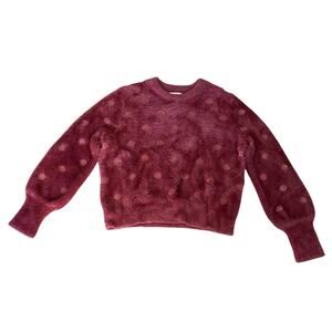 Marine Layer Arielle Crewneck Sweater Rhododendron Pink Funfetti Polka Dot SMALL